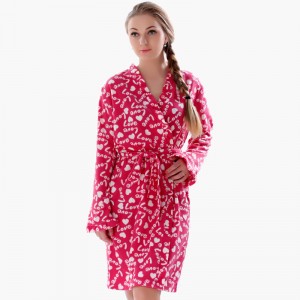 Voksen fleece kappe trykt Kimono pyjama