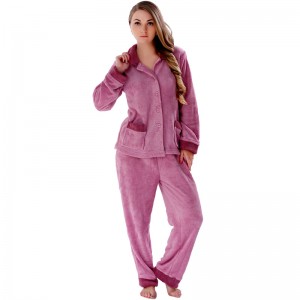Kvinder solid koral fleece voksen pyjama