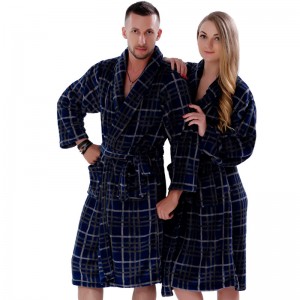 Par Fleece Robe Stribet trykt pyjama