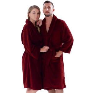 Voksen koral fleece kåber mænd kvinder ensfarvet badekåber par pyjamas