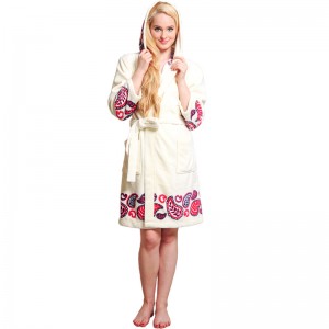 Kvinder Position Printed Robes Flannel Fleece Pyjamas Kvinder Hooded Pyjamas